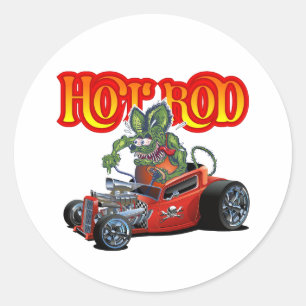 Sticker Rond Baguette de rat rétro