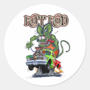 Sticker Rond Baguette de rat rétro