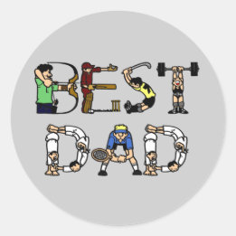 Sticker Rond Baguette de texte pour le meilleur papa Sports
