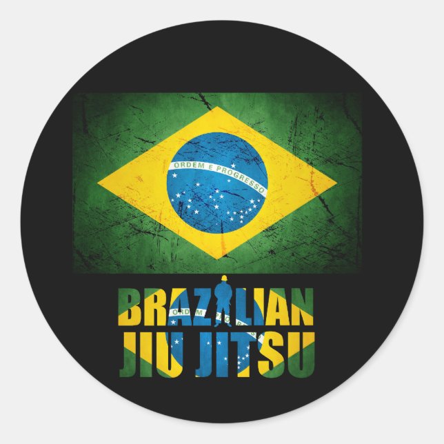 Sticker Rond Baguette Drapeau Jiu Jitsu (Devant)