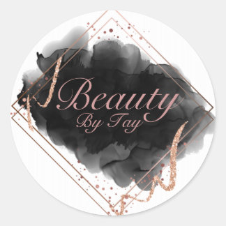 Sticker Rond Baguette en or noir et Rose Rose