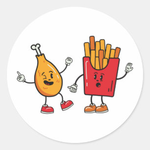 Sticker Rond Baguette Et Fries