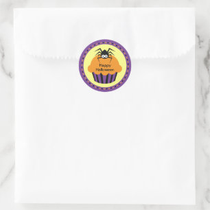 Sticker Rond Baguette Halloween Cupcake Spider Favoriser Sticke
