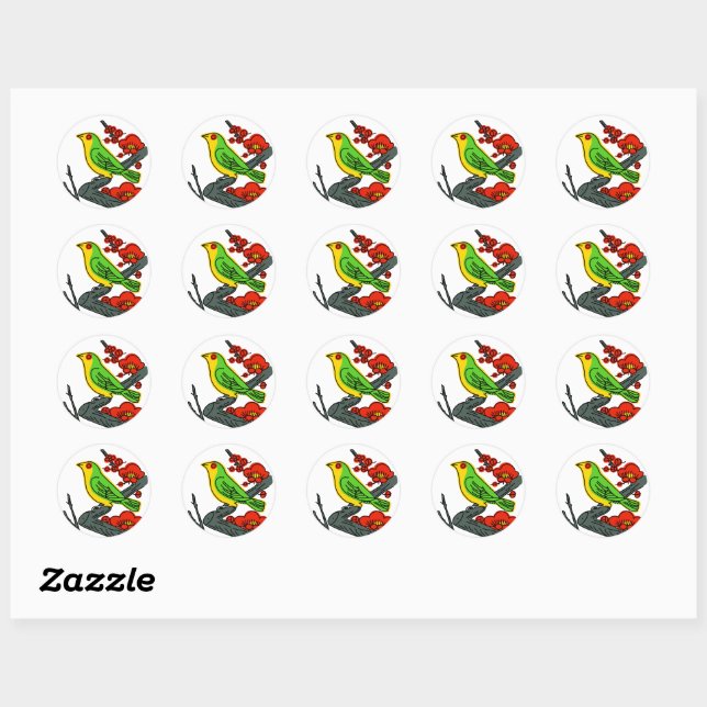 Sticker Rond Baguette japonaise - hanafuda (Feuille)