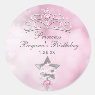 Sticker Rond Baguette magique de princesse et couronne autocoll