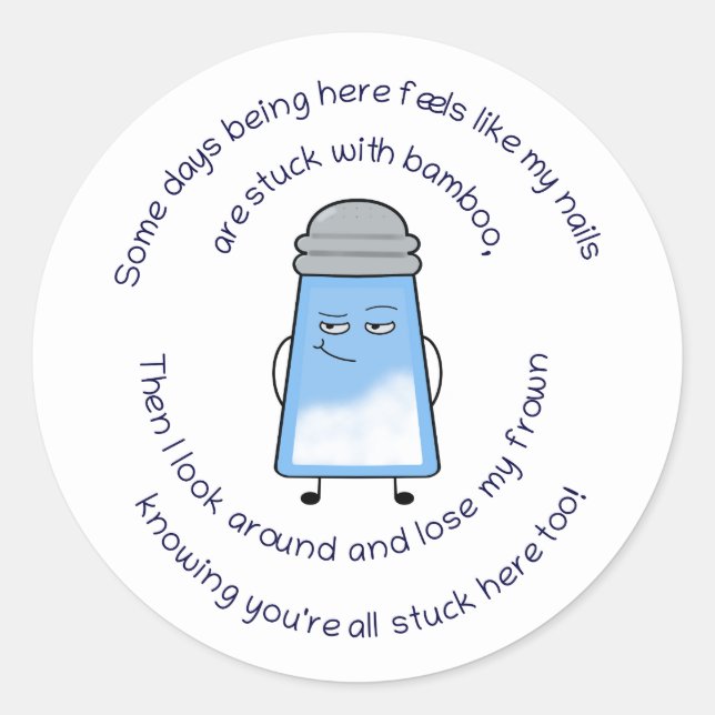 Sticker Rond Baguette poème amusant Couplet salé "Bambou" (Devant)