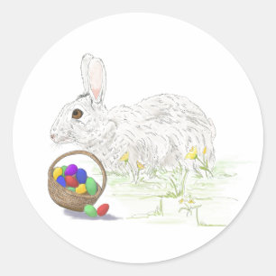 Sticker Rond Baguette ronde classique Bunny de Pâques