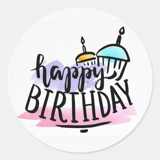 Sticker Rond Baguette ronde classique d'anniversaire (Devant)