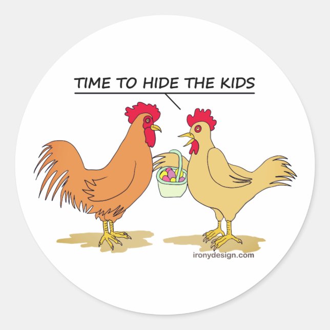 Sticker Rond Baguette ronde de chasse aux oeufs de Pâques (Devant)