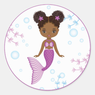 Sticker Rond Baguette ronde de sirène afro-américaine