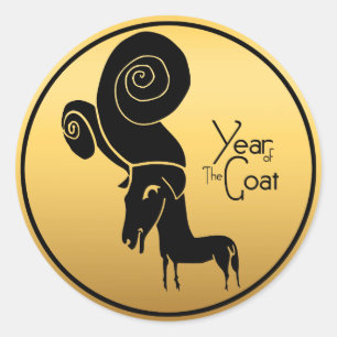 Sticker Rond Baguette ronde en bélier d'or de l'année chinoise 