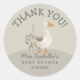 Sticker Rond Baguette ronde en Merci de Baby shower d'oie migno