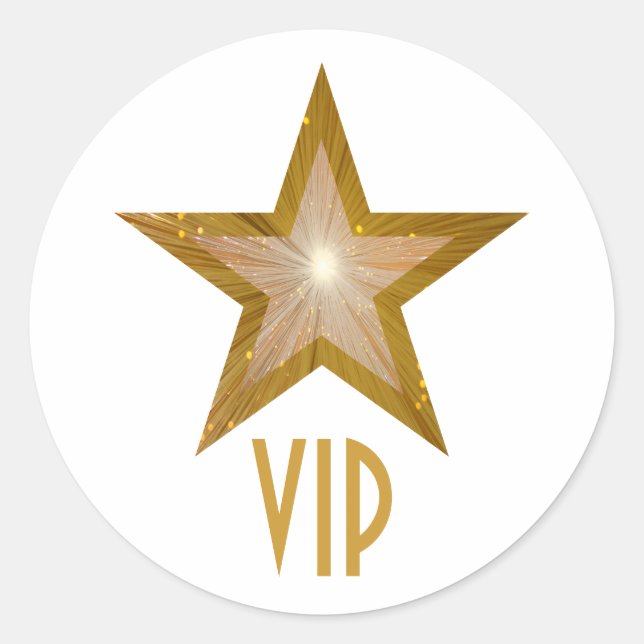 Sticker Rond Baguette ronde "Gold" Star VIP blanche (Devant)