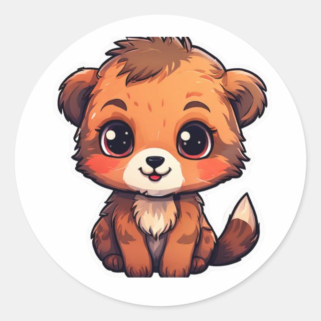 Sticker Rond Baguettes d'animaux mignonnes pour un animal migno (Devant)
