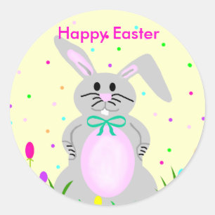 Sticker Rond Baguettes de modèle Joyeux Bunny de Pâques