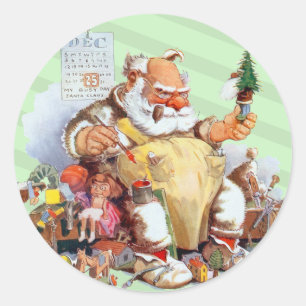 Sticker Rond Baguettes de Noël de Cute Père Noël