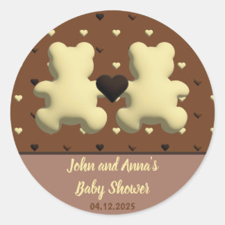 Sticker Rond Baguettes en Baby shower d'ours au chocolat