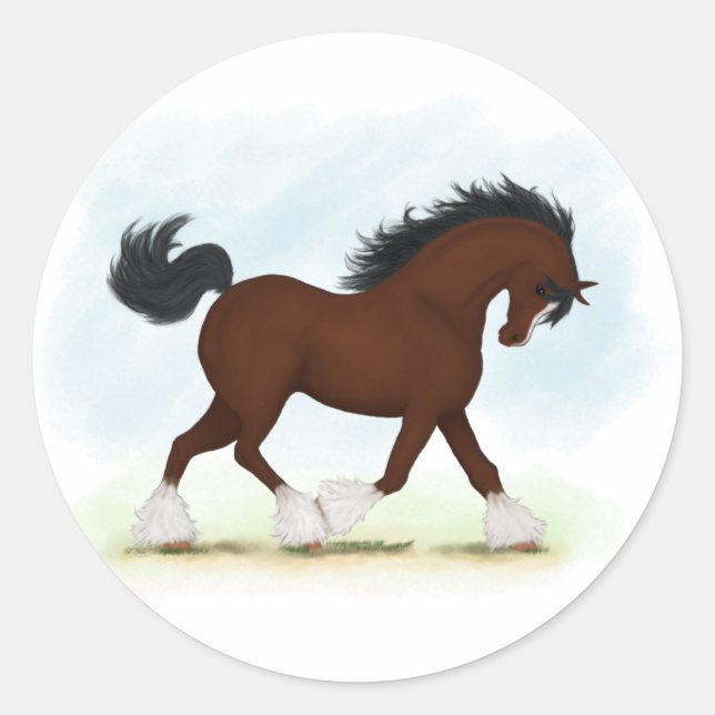 Sticker Rond Baie Clydesdale Horse (Devant)