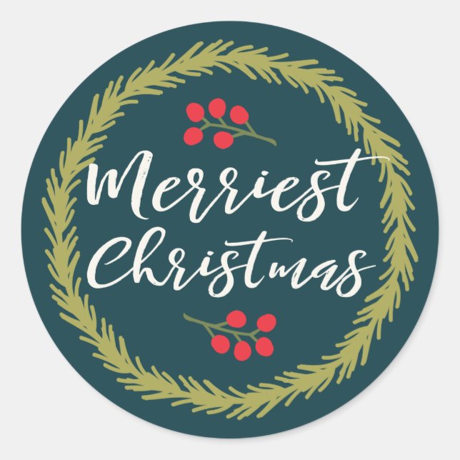 Sticker Rond Baies et pins Noël le plus doux (Devant)