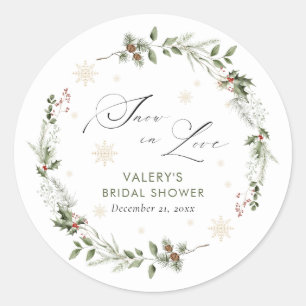 Sticker Rond Baignade d'amour Shower de Mariée d'Hiver