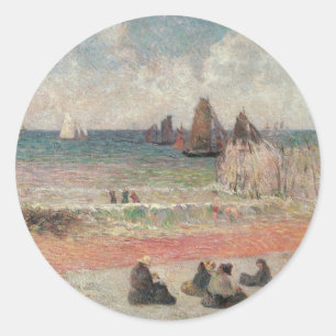 Sticker Rond Baignade Dieppe par Paul Gauguin, Art Vintage