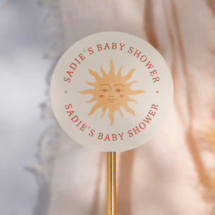 Sticker Rond Baignade Ensoleillée Vintage Baby Shower