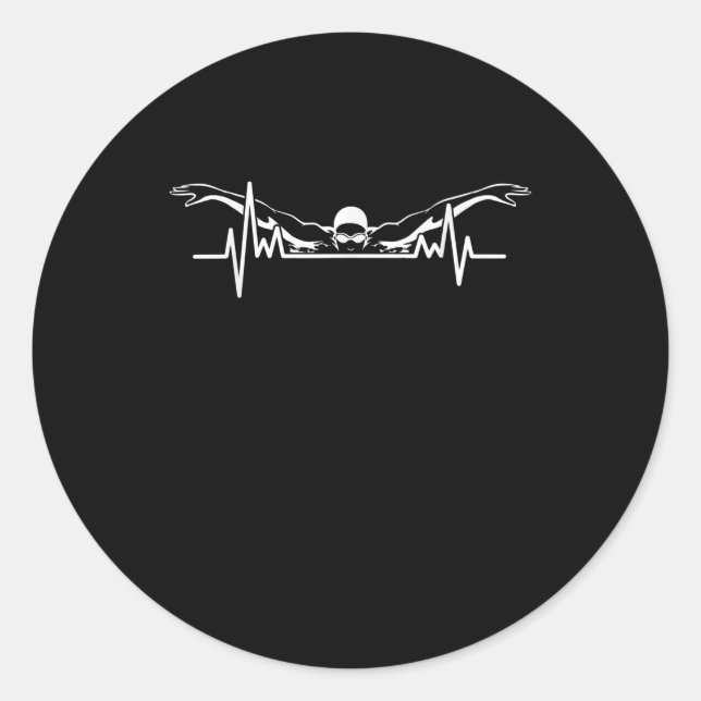 Sticker Rond Baignade Heartbeat Équipe Baignade Femmes Filles (Devant)