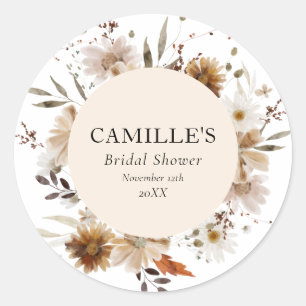 Sticker Rond Baigne Boho Floral Bridal Shower