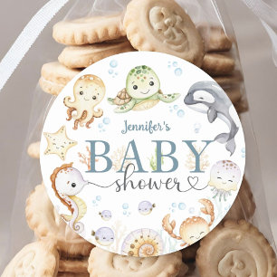 Sticker Rond Baignée Bébé Sous L'Océan Genre Neutre