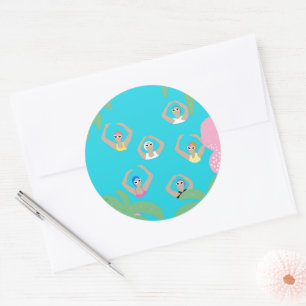Sticker Rond Baigneurs artistiques   Illustration de natation a