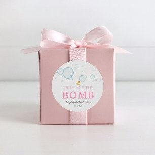 Sticker Rond Bain Bombe fille Baby shower en caoutchouc Canard