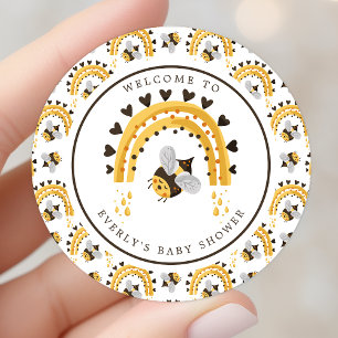 Sticker Rond Bain de bébé arc-en-ciel moderne abeille bourdon a