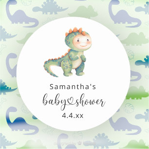 Sticker Rond Bain de bébé garçon dinosaure aquarelle