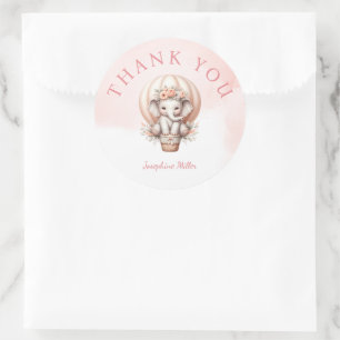 Sticker Rond Bain de couleur Baby Shower Eléphant pêche
