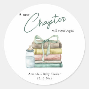 Sticker Rond Bain de couleur nouveau chapitre Baby Shower