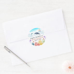 Sticker Rond Bain de Couleurs Sous l'Eau Aquarelle Baby Shower