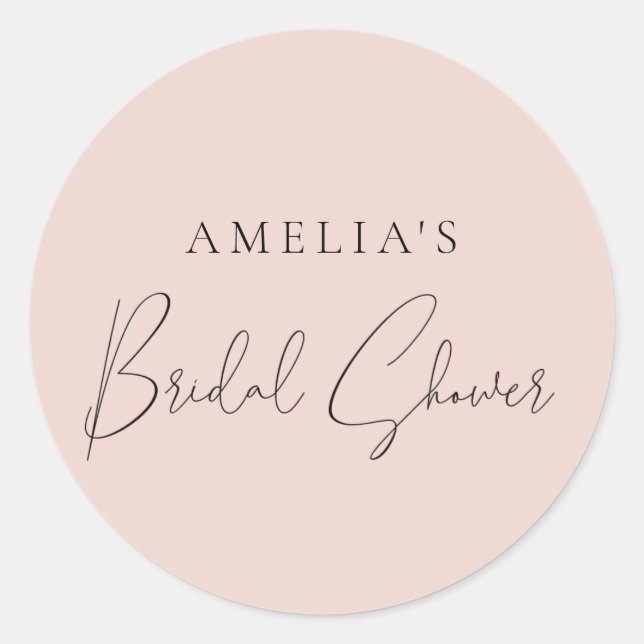 Sticker Rond Bain de mariage rose blush moderne  (Devant)