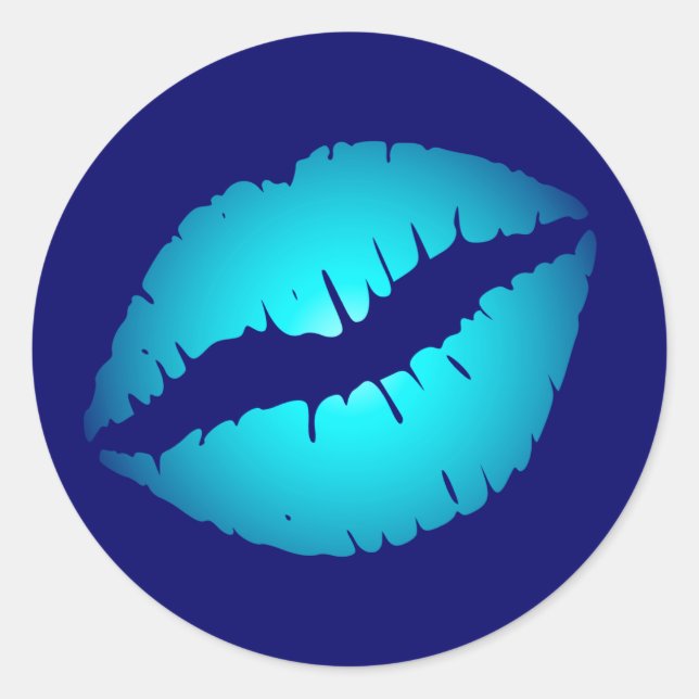 Sticker Rond Baiser bleu cool (Devant)