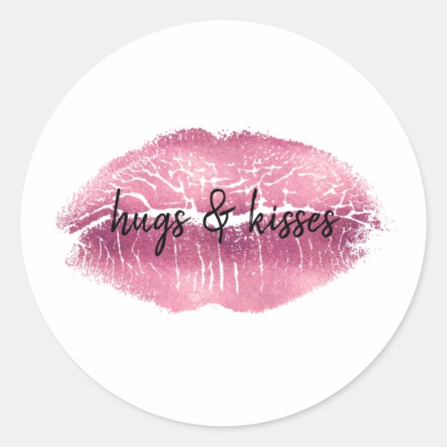 Sticker Rond Baiser de lèvres roses personnalisé (Devant)