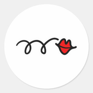 Sticker Rond Baiser les lèvres rouges