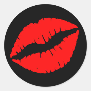 Sticker Rond Baiser Rouge
