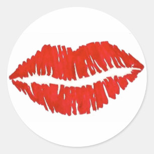 Sticker Rond Baiser rouge à lèvres Imprimer Saint-Valentin Amou