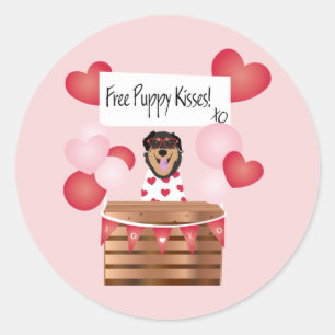 Sticker Rond Baisers de chiot gratuit Valentine Chien