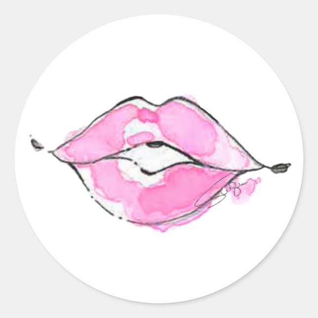 Sticker Rond Baisers de sucrerie de coton d'aquarelle (Devant)