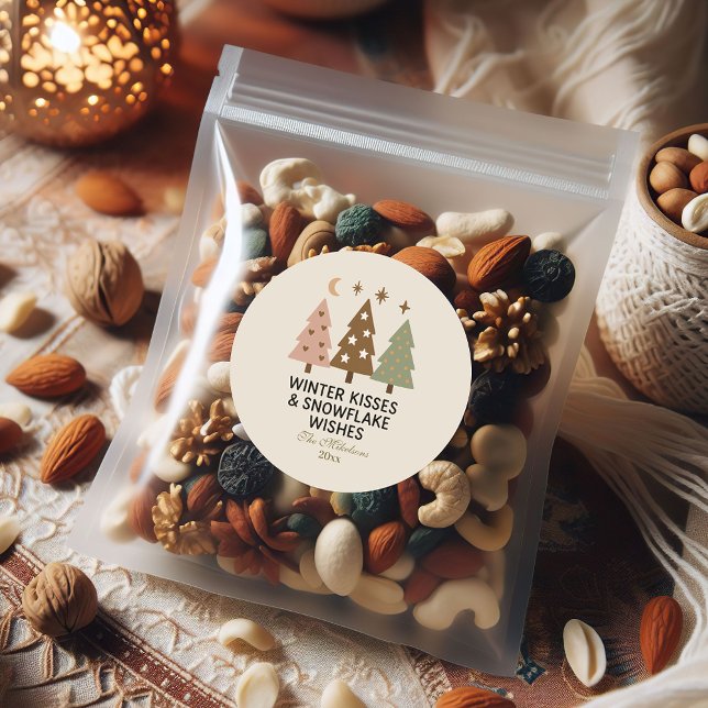 Sticker Rond Baisers d'hiver rétro et wis de neige (Créateur téléchargé)