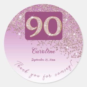 Sticker Rond Baisse de la Parties scintillant Rose d'or, 90e an