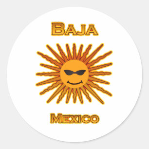 Sticker Rond Baja Mexique Sun font face à l'icône