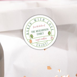 Sticker Rond Baked with Love Christmas Aquarelle Cookies