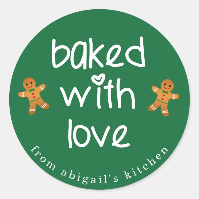 Sticker Rond Baked with Love - Gingerbread Hommes Noël (Devant)