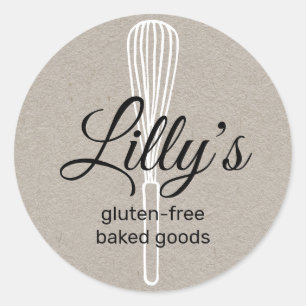 Sticker Rond Baker Whisk Bakery Carré Kraft Carte de visite